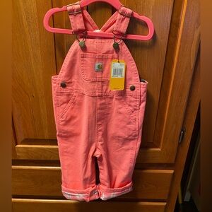 Carhartt Kids Pink Lemonade Canvas flannel lined Overalls